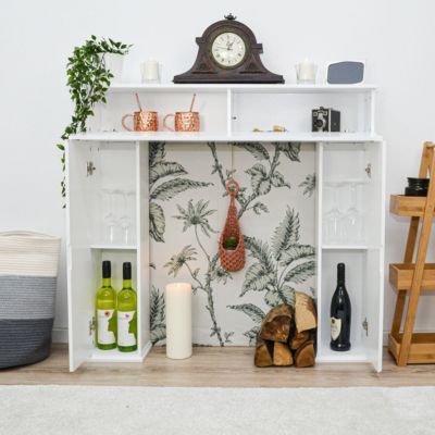 Geheimfach Kaminkonsole XL Stauraum 107x100cm Deko Kamin, weiß, Dune