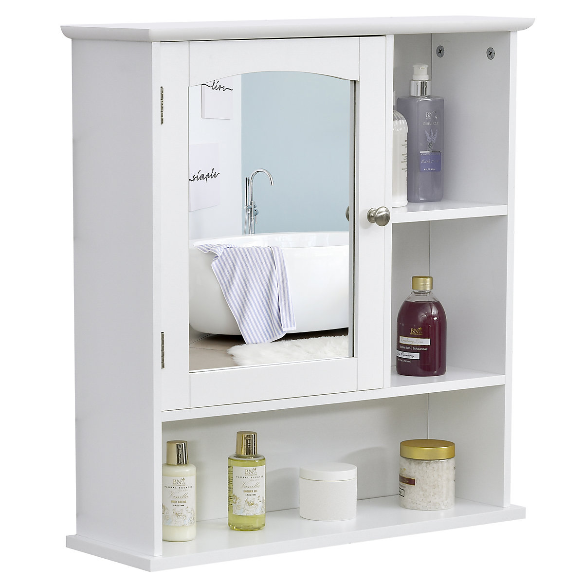 Badezimmerschrank mit Spiegeltür, weiß, HOMCOM | yomonda