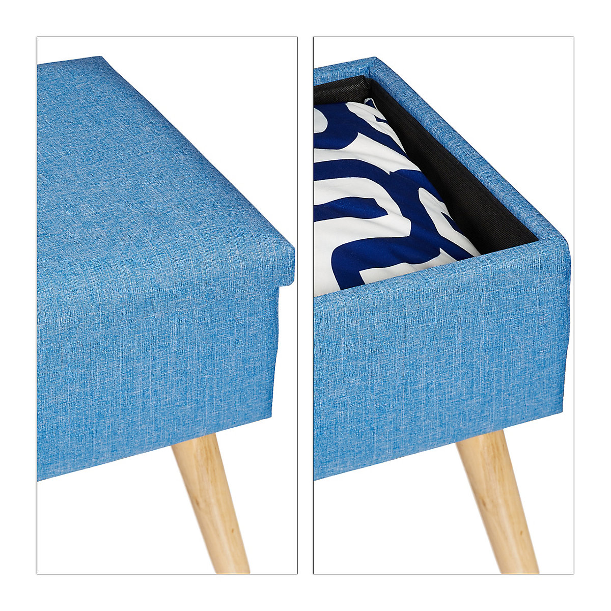 Sitzbank mit Stauraum, blau, relaxdays | yomonda