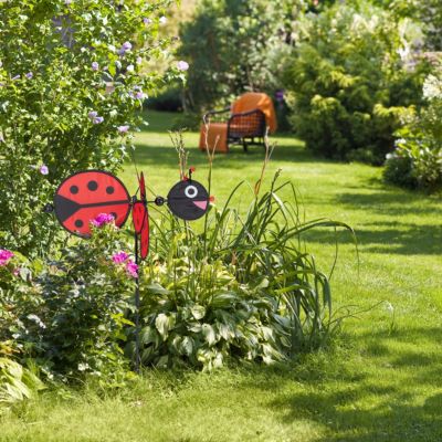 4 x Windrad Käfer, Gartenstecker Kinder Windmühle Balkon Garten