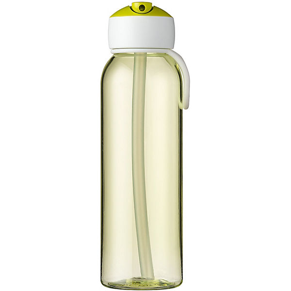 Trinkflasche Flip-up lime mit Mundstück & Halm, 500 ml