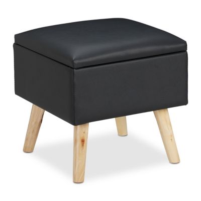Sitzhocker mit Stauraum Kunstleder, schwarz, relaxdays | yomonda