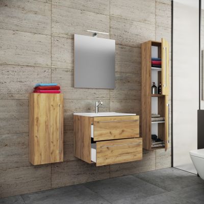 5-tlg. Waschplatz Badmöbel Badezimmer Set Waschtisch Waschbecken