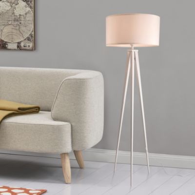 Stehleuchte Stehlampe 3-Fuß-Leuchte Standleuchte 153cm E27 Metall-Stoff