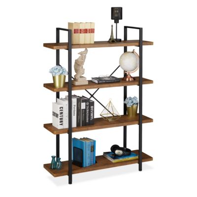 Bücherregal Industrial mit 4 Ebenen, holzfarben, relaxdays | yomonda