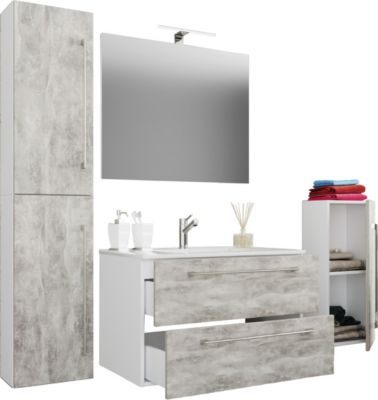 5-tlg. Waschplatz Badmöbel Badezimmer Set Waschtisch Waschbecken