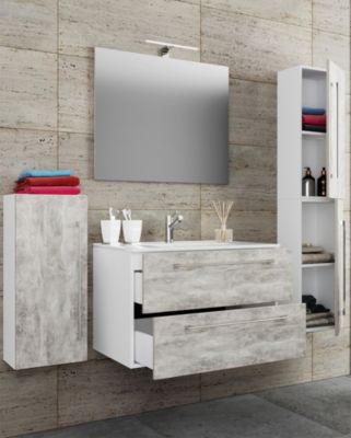 5-tlg. Waschplatz Badmöbel Badezimmer Set Waschtisch Waschbecken