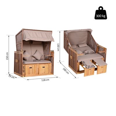 Strandkorb mit Dach und Getränkehalter, braun, Outsunny | yomonda