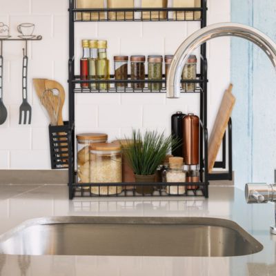 Küchenregal für die Arbeitsplatte, schwarz, relaxdays | yomonda