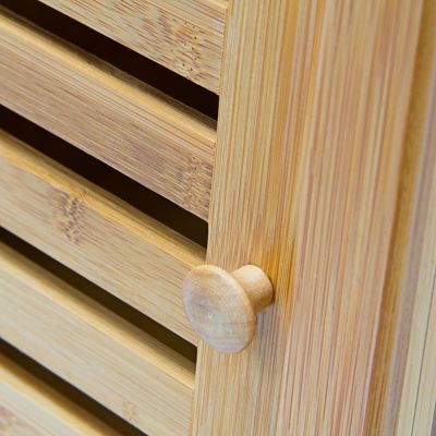 Badregal Bambus mit Tür, beige, relaxdays | yomonda