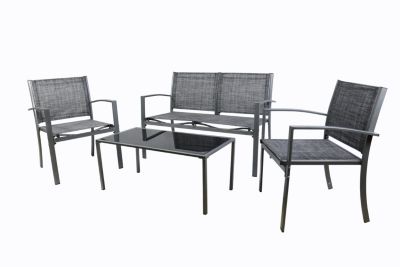 4 Tlg Alu Sitzgruppe Loungeset Balkon Set Gartenmobel Tisch Stuhl Lounge Gartenset Grau Vcm Yomonda