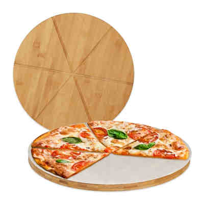 Pizzabrett Bambus 2er Set mit Backpapier
