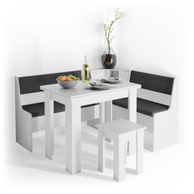 Küchenbank Roman weiß 107cm Sitzbank mit Truhe Esszimmerbank für