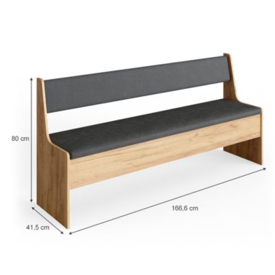 Küchenbank Roman eiche 167cm Sitzbank mit Truhe Esszimmerbank für