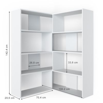 Eck-Bücherregal Laine Weiß, weiß, | yomonda