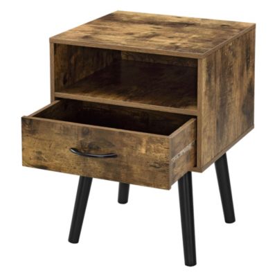 Beistelltisch 57x42x40cm mit Schublade Nachttisch mit Ablagefach in