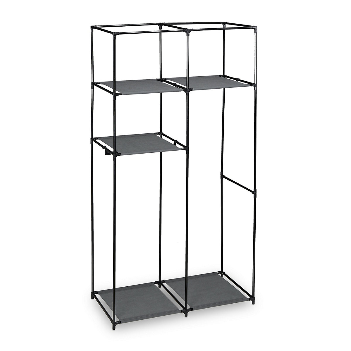 Stoffschrank mit 2 Kleiderstangen, grau, relaxdays | yomonda