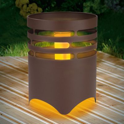 Solar-Feuerstelle mit Flammeneffekt, Rost-Optik, 1,2V, braun, MAXXMEE