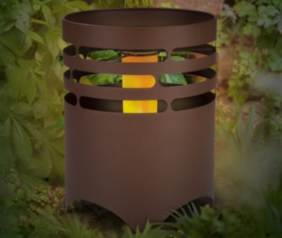 Solar-Feuerstelle mit Flammeneffekt, Rost-Optik, 1,2V 2