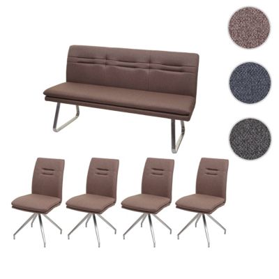 Esszimmer-Set, 4x Stuhl und 1x Sitzbank 180 cm, braun, HWC Mendler