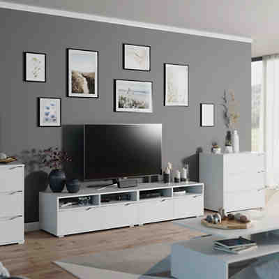 Lowboard Ruben weiß 200cm TV-Board Fernsehschrank TV-Schrank Regal Tisch