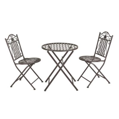 und Stuhlset Sitzgruppe Esstisch+Stühle Bistro-Set Schwarz/Grau Tisch en.casa 