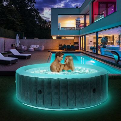 mSpa® Aufblasbarer Whirlpool 2022 Comfort Starry C-ST061 – Whirlpool mit LED-Beleuchtung aufblasbar – 6 Personen – UV-C Filter – 138 Luftdüsen – Anti-Frost-System Winterfest – Rhino-Tech 6-Schicht-PVC mehrfarbig | 04056551092205