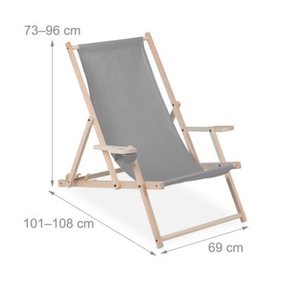 Liegestuhl klappbar Holz 2er Set, grau, relaxdays | yomonda