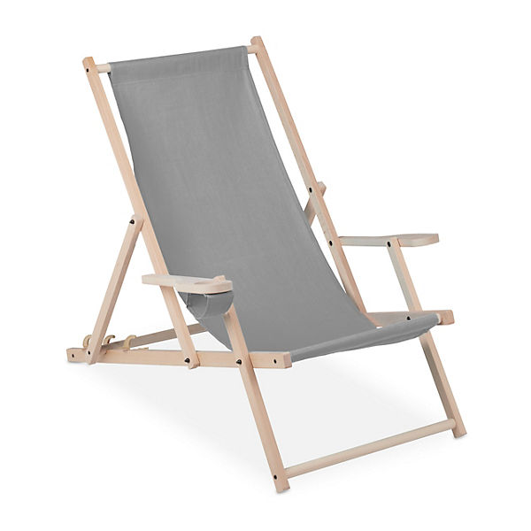 Liegestuhl klappbar Holz 2er Set, grau, relaxdays | yomonda