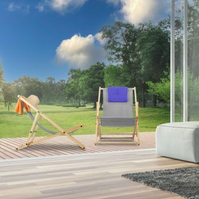 Liegestuhl Holz 2er Set, grau, relaxdays | yomonda