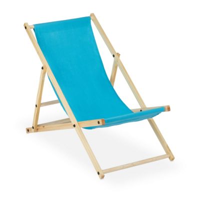 Liegestuhl Holz 2er Set, blau, relaxdays | yomonda
