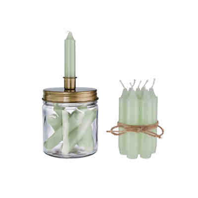 LITTLE LIGHT Kerzenhalter & Kerzen-Set salbei Kerzen