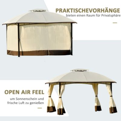 Gartenpavillon mit zweistufigem Dach, braun, Outsunny | yomonda