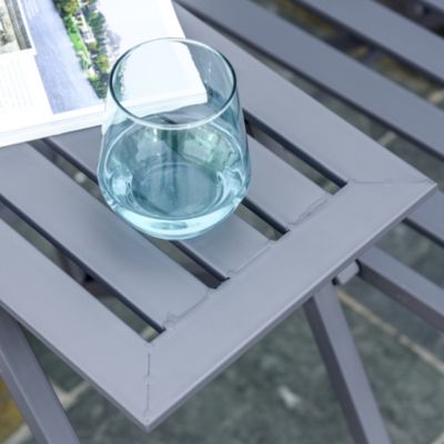 Doppel-Gartenstuhl mit Tisch klappbar, grau, Outsunny | yomonda