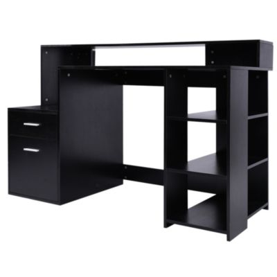 Computertisch mit Regal, schwarz, HOMCOM | yomonda