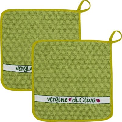 Kracht „Topflappen „“Olio extra““ 2er-Pack Frottier, Baumwolle Olio Extra“ grün | 04017847005989