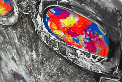 Gemälde Acryl "Waschbär" handgemalt auf Leinwand 90x90 cm, mehrfarbig