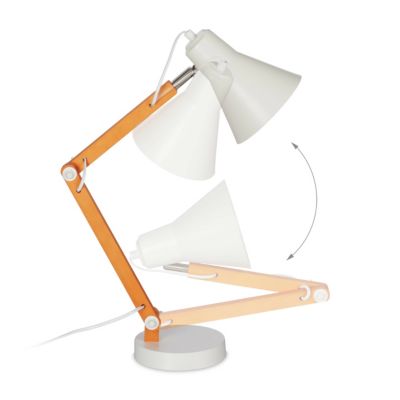 Schreibtischlampe Holz/Weiß, braun, relaxdays | yomonda