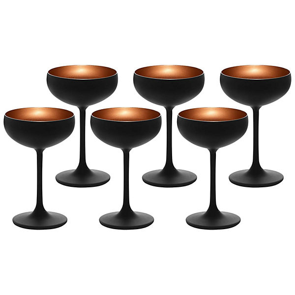 ELEMENTS Champagnerschale Schwarz-Bronze 6er Set Trinkgläser, schwarz