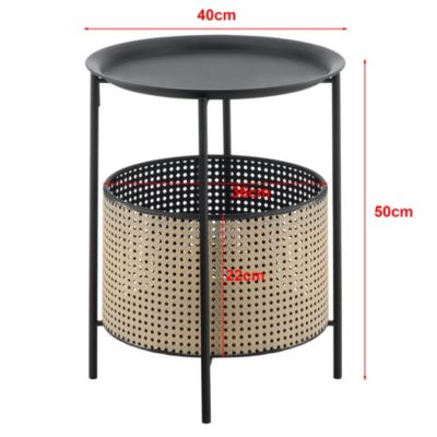 Beistelltisch Beaumont mit abnehmbarem Metallkorb Wohnzimmertisch auf