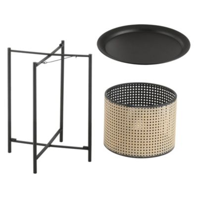 Beistelltisch Beaumont mit abnehmbarem Metallkorb Wohnzimmertisch auf