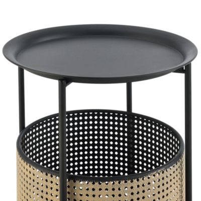 Beistelltisch Beaumont mit abnehmbarem Metallkorb Wohnzimmertisch auf