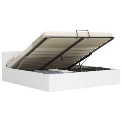 Stauraumbett Hydraulisch Kunstleder, weiß | yomonda