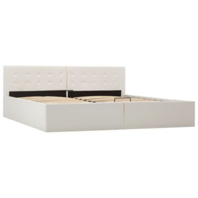 Stauraumbett Hydraulisch Kunstleder, weiß | yomonda