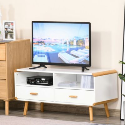 TV Schrank mit 2 Schubladen und offenen Regalfächern, weiß, HOMCOM
