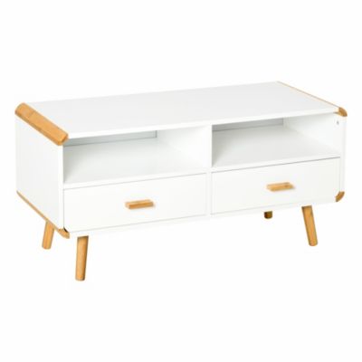 TV Schrank mit 2 Schubladen und offenen Regalfächern, weiß, HOMCOM