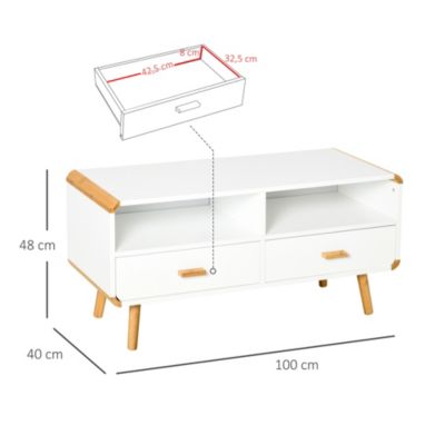 TV Schrank mit 2 Schubladen und offenen Regalfächern, weiß, HOMCOM