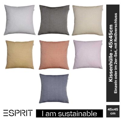 ESPRIT Zierkissenhülle ohne Füllung mit Reißverschluss 45 x 45 cm SQUARE kleine Karos im 3D Effekt aus recycelten Garnen violett | 04005414448680