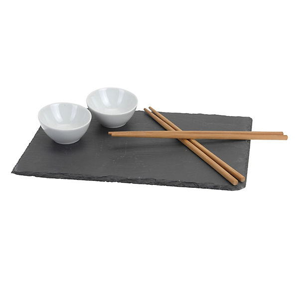 Sushi-Set 7-teilig Schiefer/Holz/Keramik