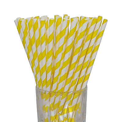 Papier-Trinkhalm gelb/weiß gestreift 100 Stück Trinkhalme